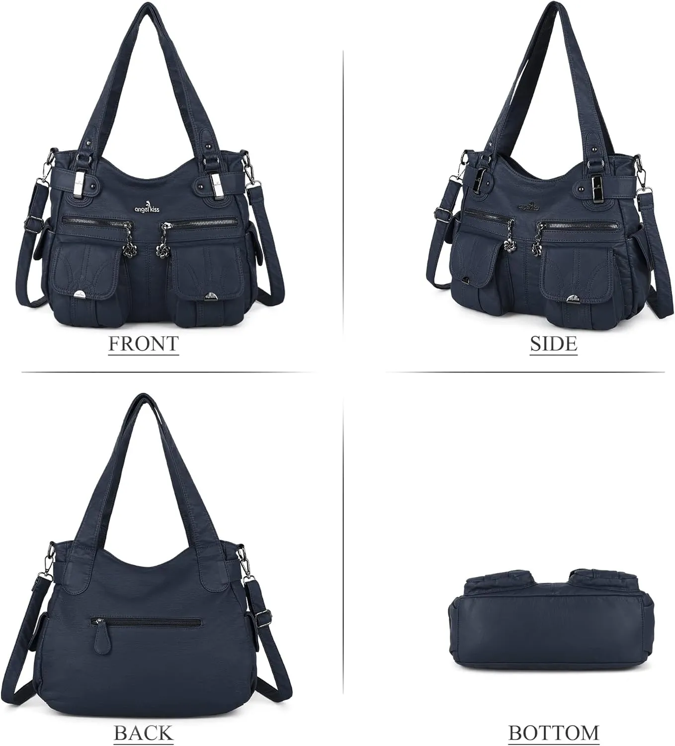 Purses and Handbags Women Tote Shoulder Top Handle Satchel Hobo Bags Fashion Washed Leather Purse