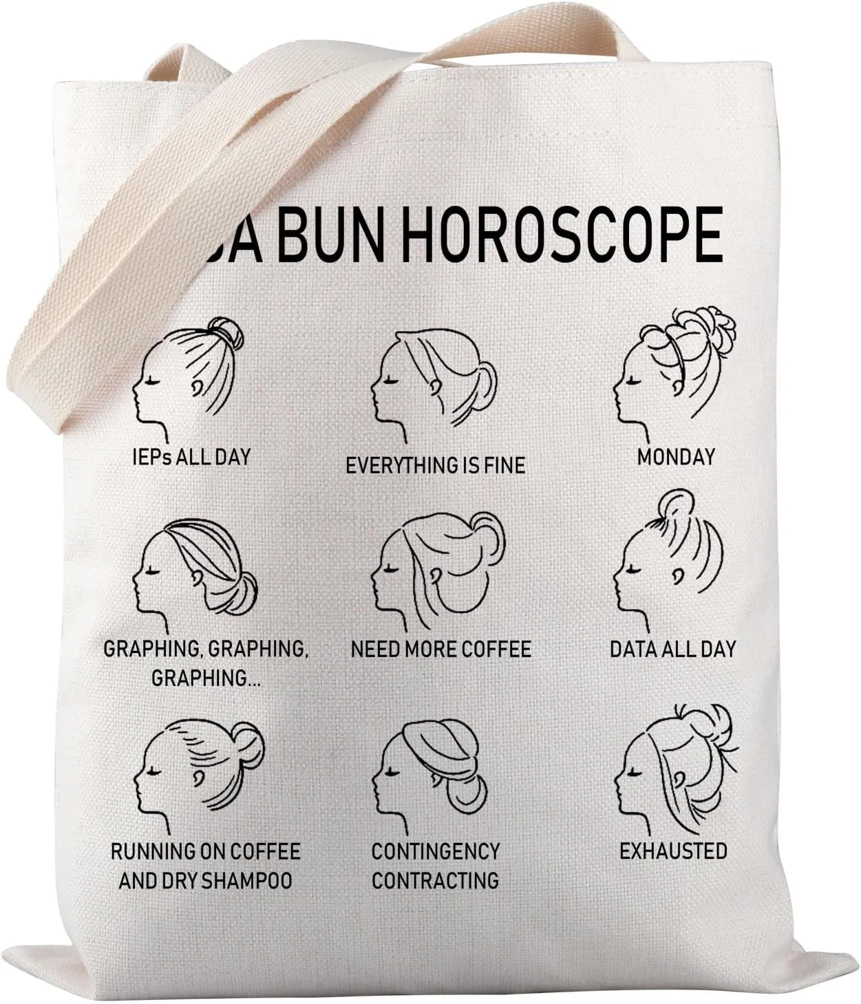 PWHAOO Board Certified Behavior Analyst Tote Bag BCBA Bun Horoscope Tote Bag Behavior Analyst Gift BCBA Therapist Gift