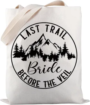PWHAOO Camp Bachelorette Tote Bag Last Trail Before the Veil Tote Bag Hiking Mountain Bachelorette Party Gift