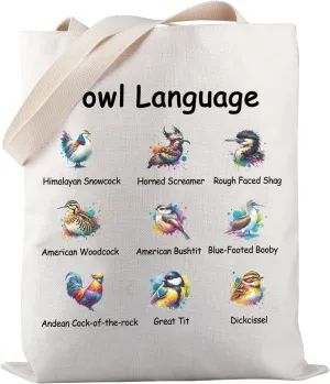 PWHAOO Funny Bird Tote Bag Fowl Language Tote Bag Bird Watching Tote Bag Bird Language Gift Bird Lover Gift