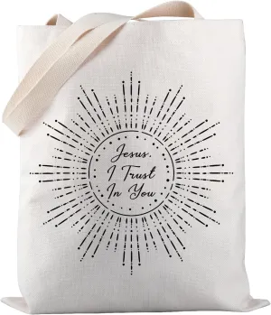 PWHAOO Jesus I Trust In You Divine Mercy Catholic Gift Eucharist Catholic Tote Bag Gift Eucharistic Revival Gift