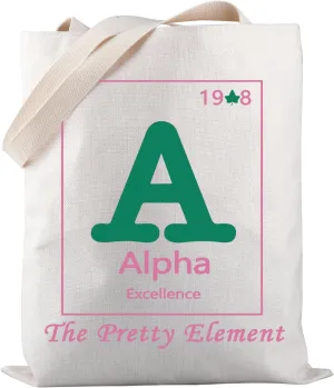 PWHAOO Pink and Green Tote Bag Pretty Element Canvas Bag Greek Sorority Sister Gift