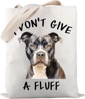 PWHAOO Pit bull Tote Bag I Don’t Give A Fluff Tote Bag Pit Bull Mom Tote Bag Dog Owner Gift Pit Bull Lover Gift