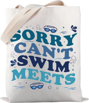 PWHAOO Swimmer Coach Tote Bag Sorry Can’t Swim Meets Tote Bag Swimming Game Day Gift Swim Lover Gift