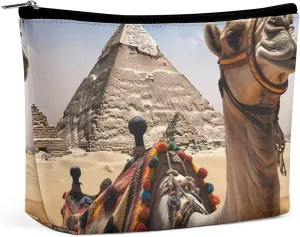 Pyramid Camel Makeup Bag Travel Toiletry Bag for Women Waterproof Cosmetic Bags Small Zipper Pouch Portable Travel Bags for Toiletries Cute Cosmetic Pouch Make Up Organizer