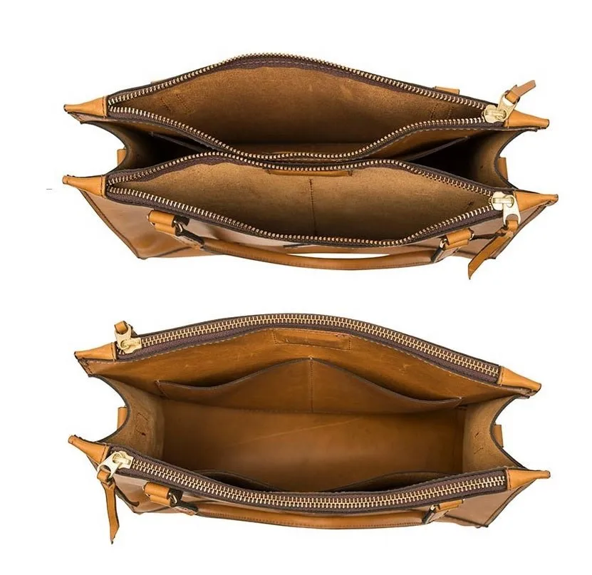 "MANHATTAN" LEATHER CROSSBODY SHOULDER BAG & DOUBLE HANDLE PURSE ✯ Amish Handmade in USA