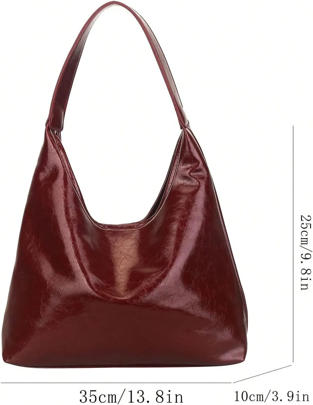QWINEE Women's Large Capacity Open Top Shoulder Bag Faux Leather Retro Vintage Hobo Handbag