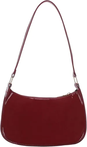 QWINEE Women's PU Leather Zipper Shoulder Bag Casual Clutch Purse Mini Hobo Handbag