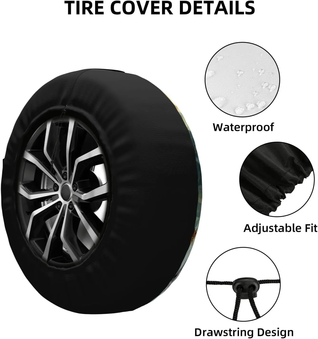 Rabbits Manatees Tire Cover Outdoor Waterproof Snow Sun Rain Wheel Cover Portable Wheel Bags Camper Spare Tire Cover Universal Car Tire Protectors for Trailer RV SUV