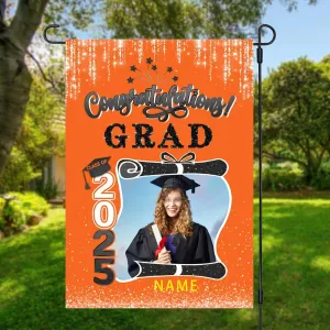 raduation arden Fla with Photo Class of 2025 Conrats rad Double Sided Yard Fla Decorative ifts(Orane)