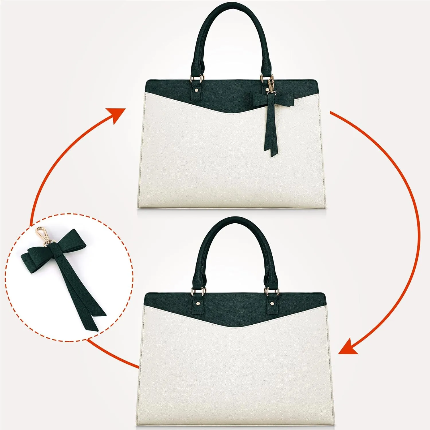 RAINSMORE Laptop Bag for Women 15.6 Inch PU Leather Laptop Tote Bag Professional Business Office Briefcase Waterproof Work Bag Computer Tote Bag Large Lightweight Handbag Shoulder Bag