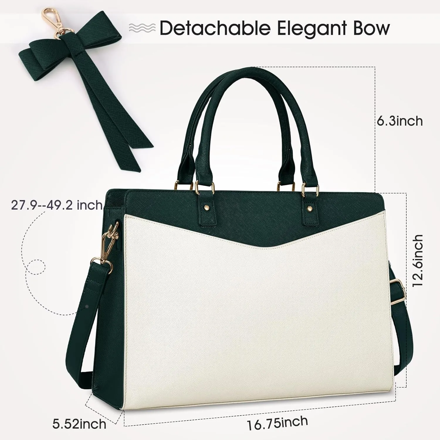 RAINSMORE Laptop Bag for Women 15.6 Inch PU Leather Laptop Tote Bag Professional Business Office Briefcase Waterproof Work Bag Computer Tote Bag Large Lightweight Handbag Shoulder Bag
