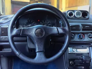 RedlineGoods Steering Wheel Cover - Nardi Compatible with Subaru Impreza 1992-98. Tailor Made - not Universal. Genuine top-Grade Italian Black Leather with Red Thread