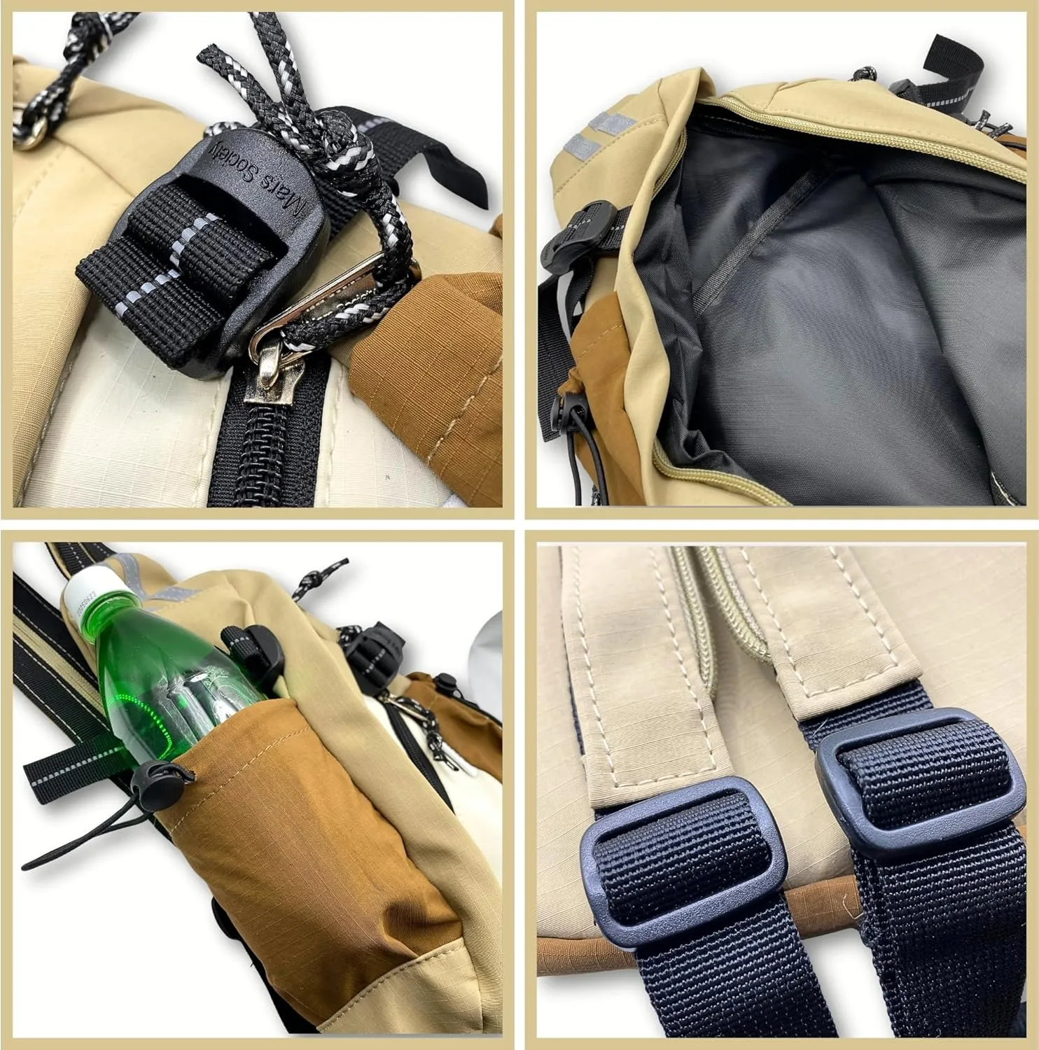 Reflective Two Tone Casual Convertible Sling Backpack Key Ring Strap, Adjustable Travel Zipper Multi-Pocket Crossbody Bags (Red, Small)