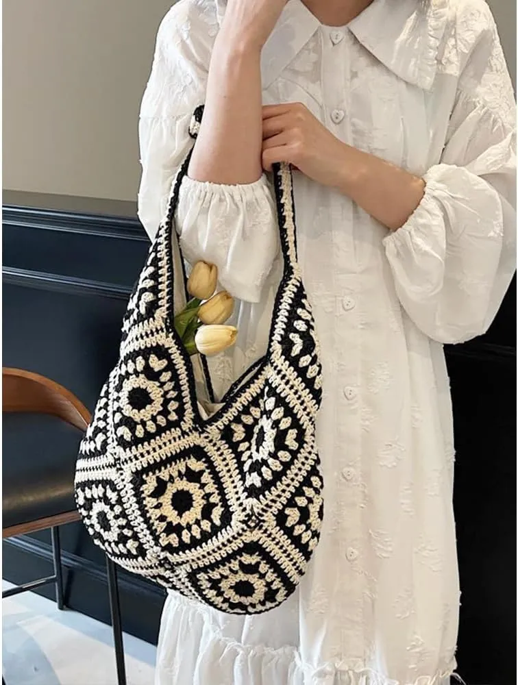 Rejolly Straw Hobo Bag for Women Tote Bag Summer Vacation Beach Handbags Boho Bohemian Style Shoulder Purse
