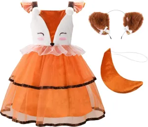 ReliBeauty Fox Costume for Girls with Headband and Tail