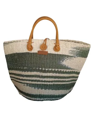 Renewal Handwoven African Sisal Tote Bag, Market Economical Grocery Shopping Bags with Leather Strap Handles and Zipper Closure, Summer Beach Handbag, Straw Shoulder Purse for Women Travel