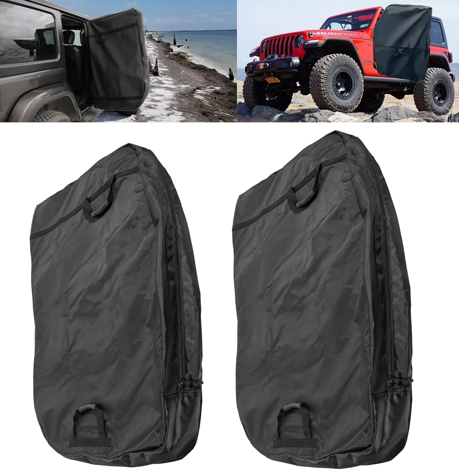 Replacement for 13110001 Hard Door Storage Bags for Jeep Wrangler JK JL CJ YJ TJ 1976-2023, Easy Store/Carry Side Door for Jeep Wrangler (Set of 2)