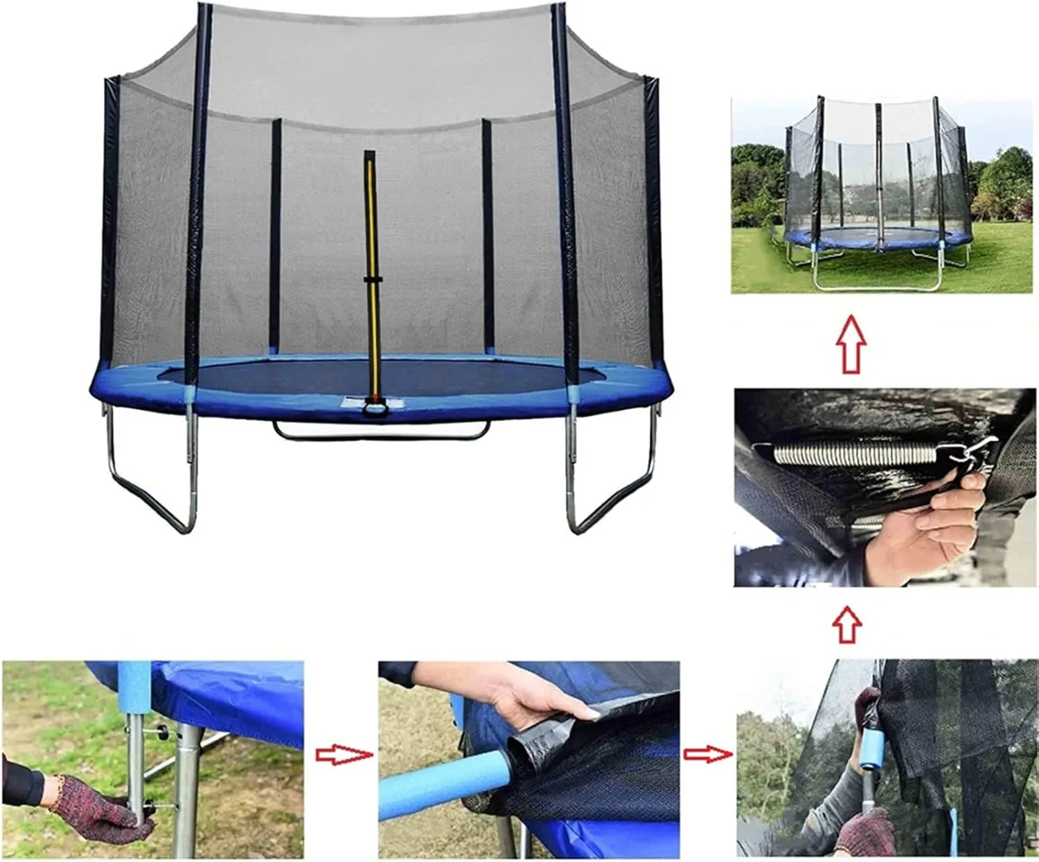 Replacement Trampoline Cover, Replacement Trampoline Safety Net, Blue UV Resistant Tear Resistant Trampoline Enclosure Surround Netting for 8FT 10FT 12FT Trampoline Accessories