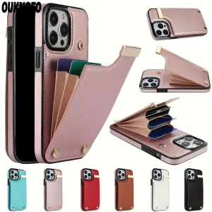 Retro Faux Leather iPhone Case with Card Slot