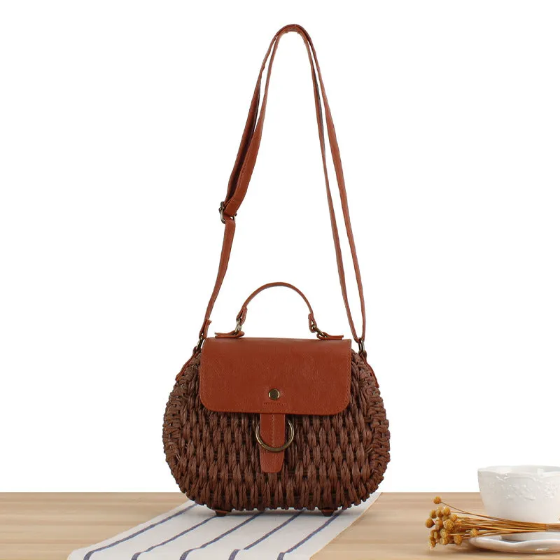 Retro Style Mori Summer Beach Straw Crossbody Bags