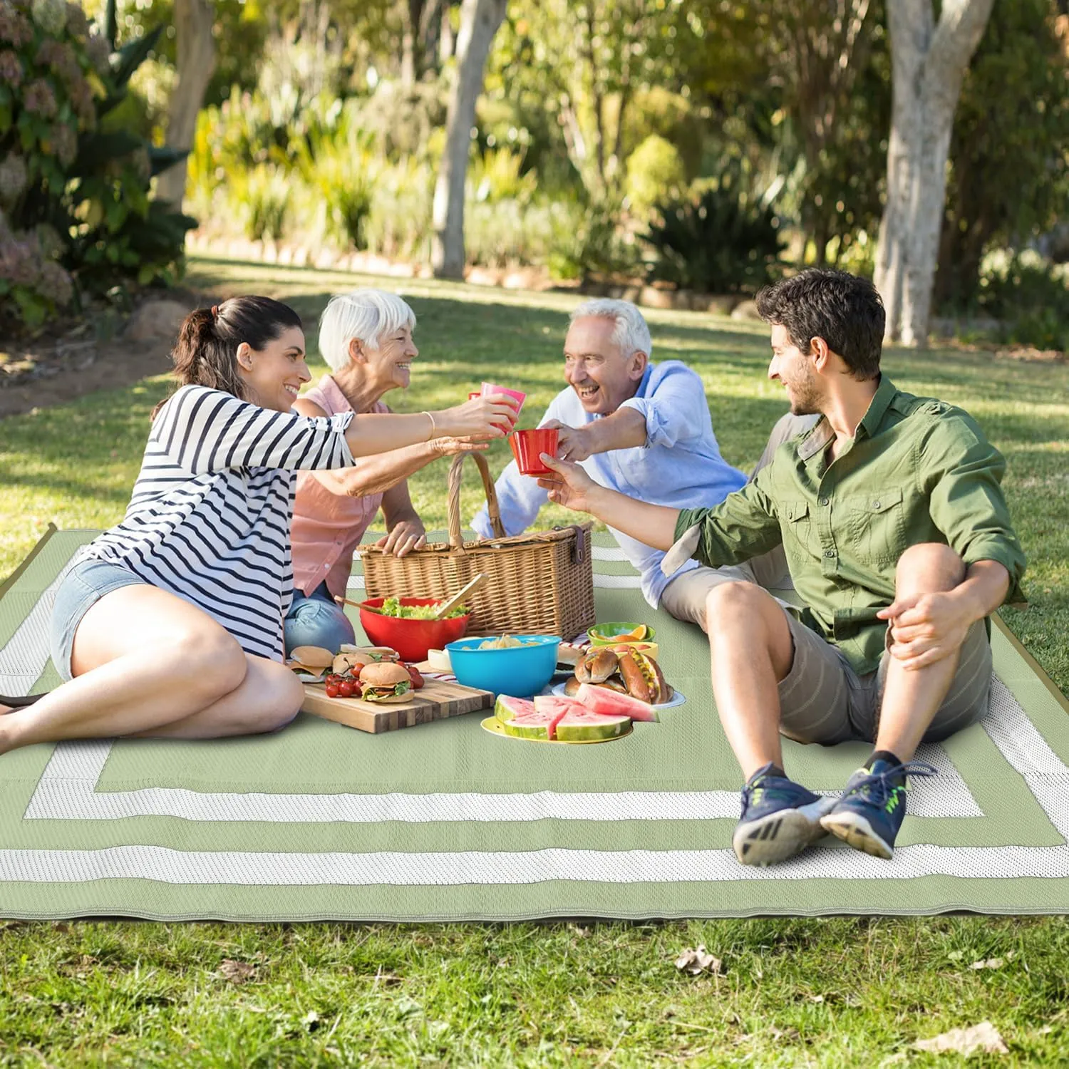 Reversible Mats, Outdoor Patio Rugs, Plastic Straw Rug, Modern Area Rug, Floor Mat for Outdoors, RV, Patio, Backyard, Deck, Picnic, Beach, Trailer, Camping-Rectangle, 9' x 12, Green
