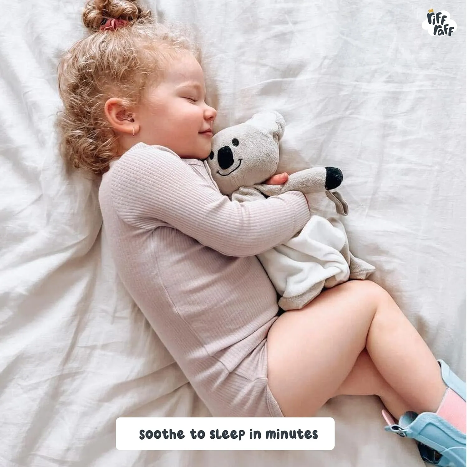 Riff Raff Sleep Soother Sleep Aid Lullaby for Newborn/Baby 0  Months, Portable White Noise Plush Sound Machine, Heartbeat & White Noise Plush, Stuffed Animals for Babies w/Velcro Strap - Koala