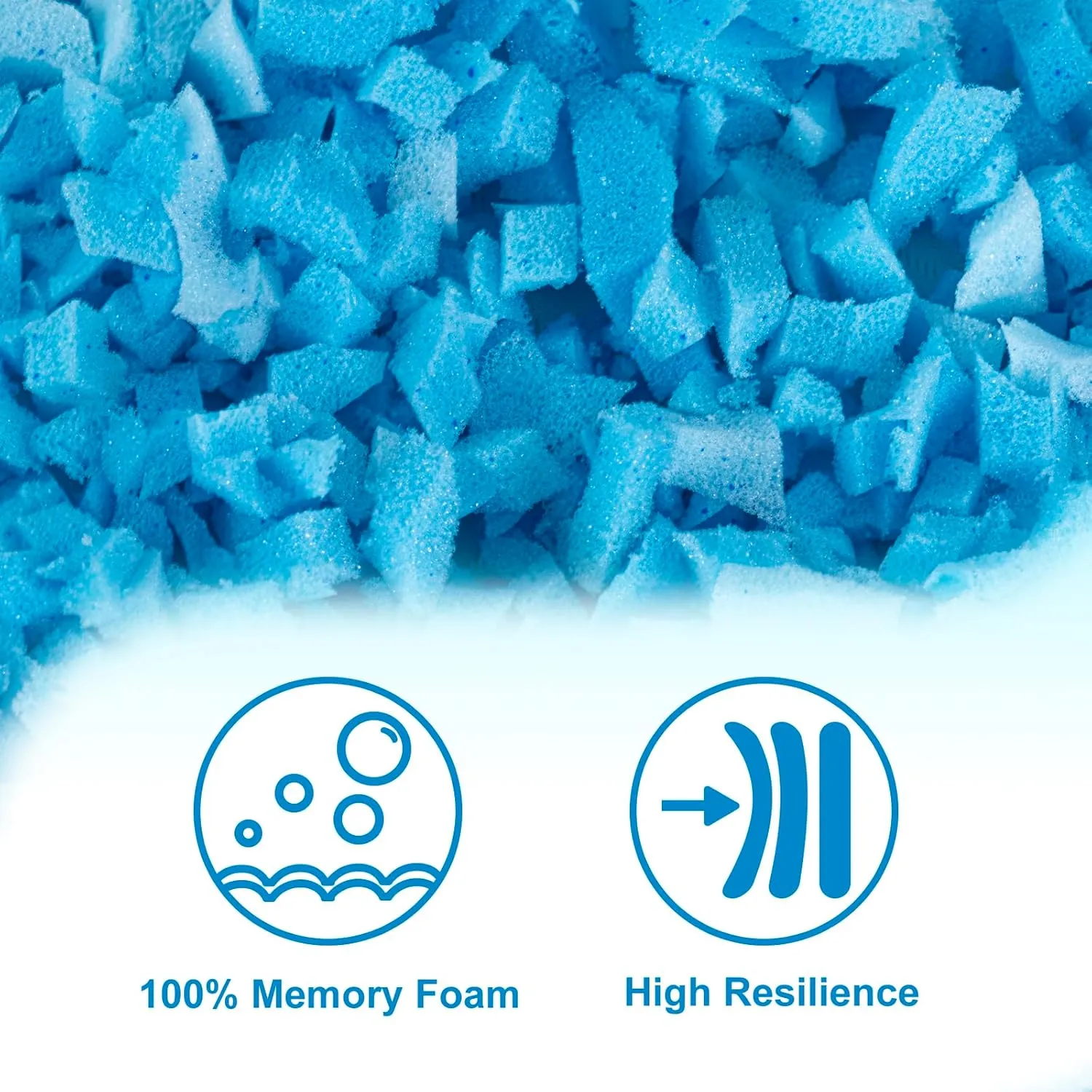 Rilelola Bean Bag Filler,10lbs Blue Premium Shredded Memory Foam Filling for Pillows, Dog Bed, Couch Cushion and Arts Crafts, Added Gel Particles，Soft Stuffing（5 Pound 2-Pack）