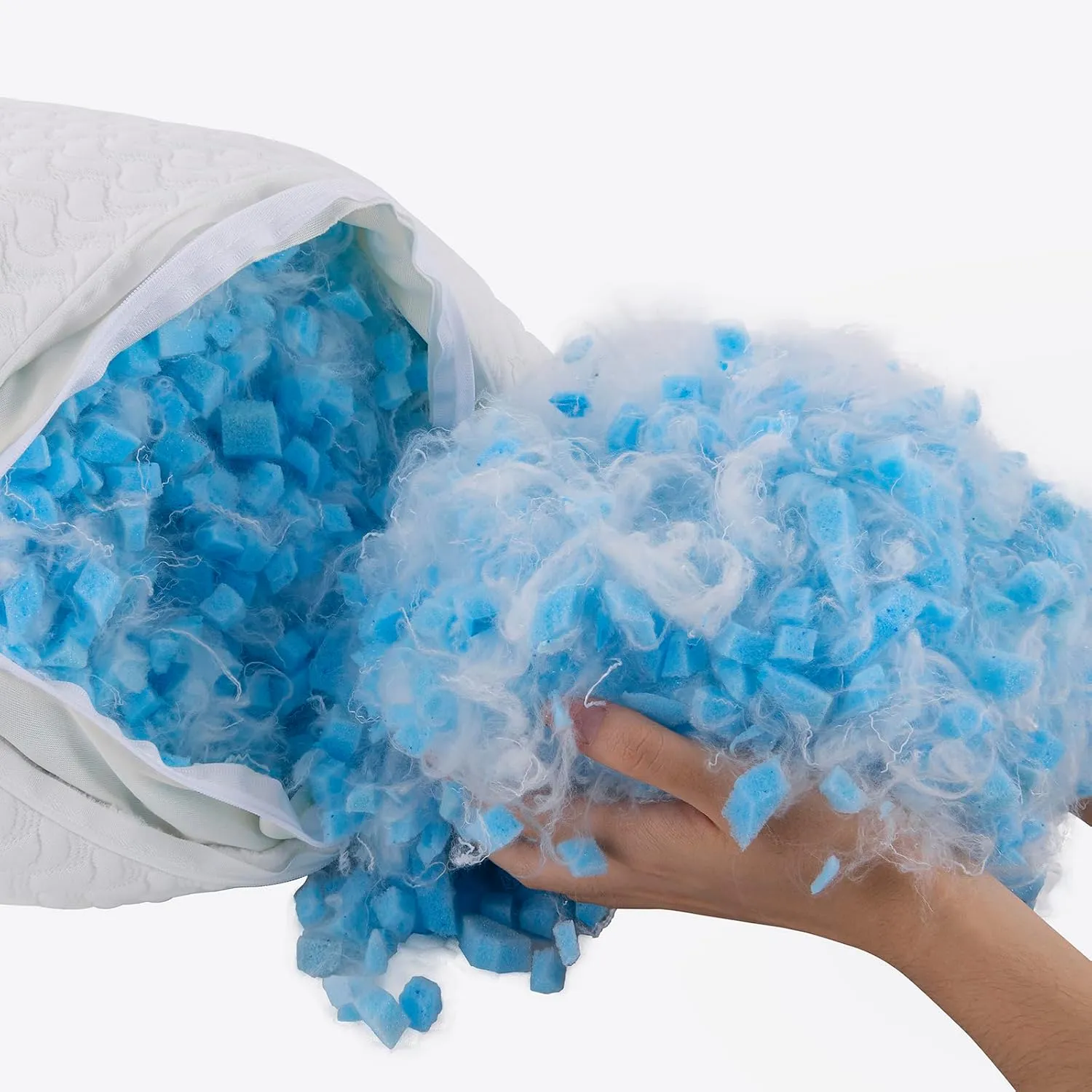 Rilelola Bean Bag Filler,10lbs Blue Premium Shredded Memory Foam Filling for Pillows, Dog Bed, Couch Cushion and Arts Crafts, Added Gel Particles，Soft Stuffing（5 Pound 2-Pack）