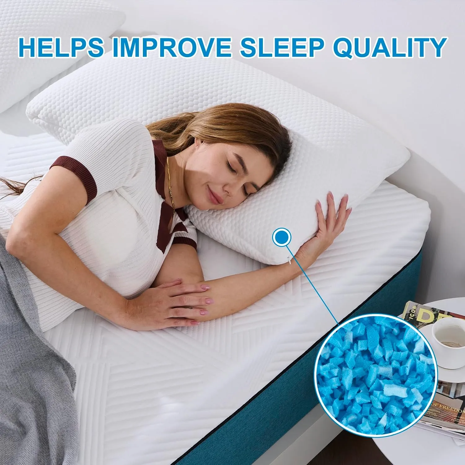 Rilelola Bean Bag Filler,10lbs Blue Premium Shredded Memory Foam Filling for Pillows, Dog Bed, Couch Cushion and Arts Crafts, Added Gel Particles，Soft Stuffing（5 Pound 2-Pack）