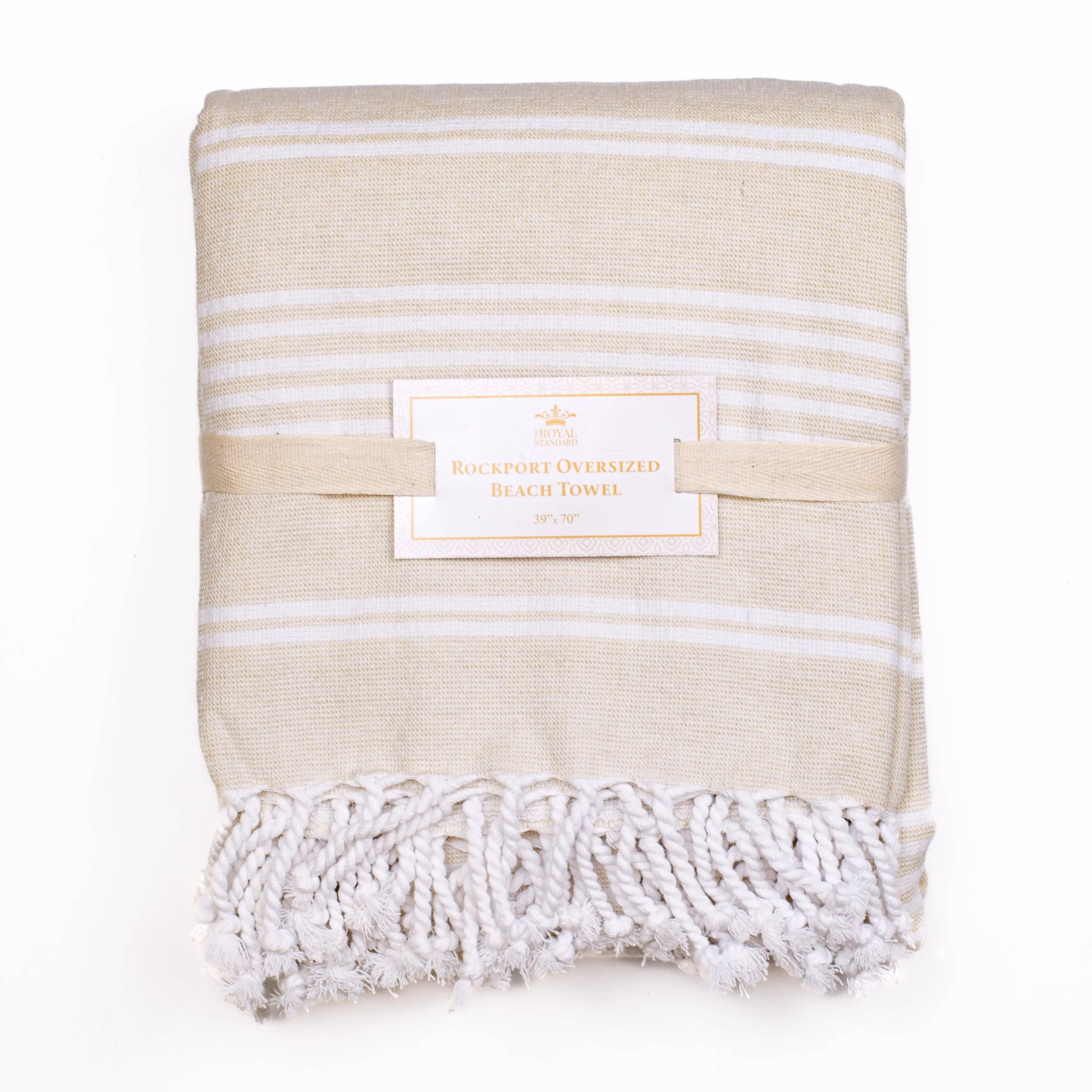 Rockport Oversized Beach Towel   Tan/White     39x70