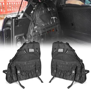 Roll Bar Storage Bag with Multi-Pocket Organizer Cargo Bag Saddlebag Tool Kit Compatible with Ford Bronco 2021 2022 2023 2024 4 Door US Flag (2pcs)