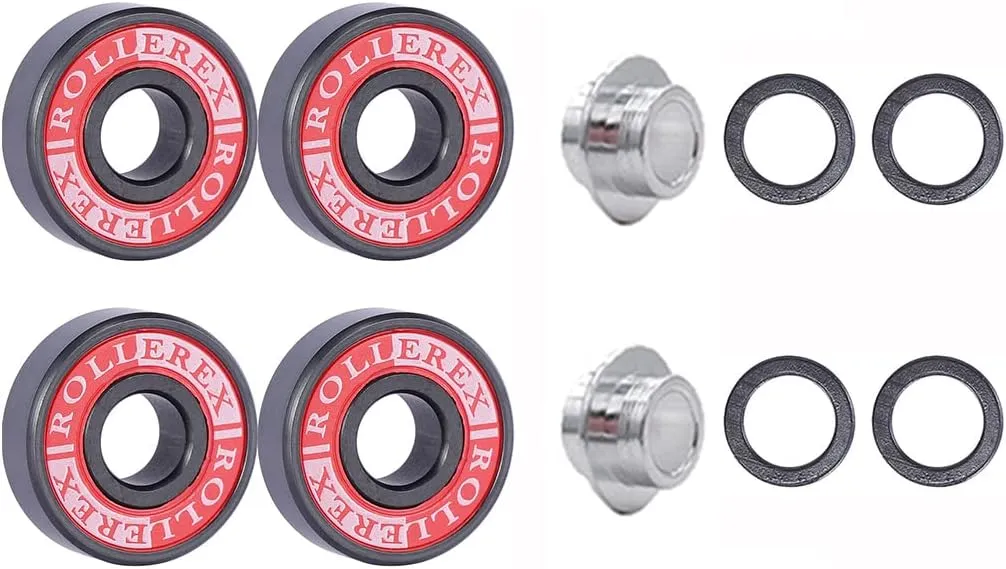 Rollerex VXT100 85A Kids Inline Skate Wheels (2 wheels w/bearings, spacers and washers) (Steel Black) (Size Options) Use on Roller Blades, RipStiks (72mm)