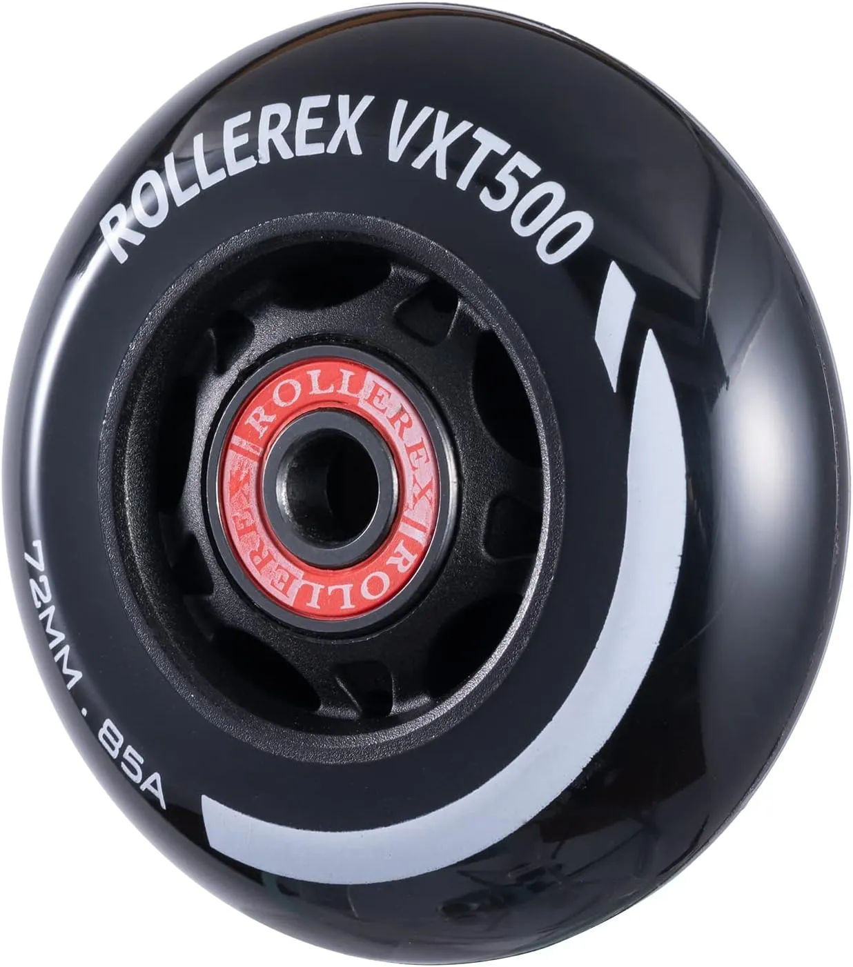 Rollerex VXT100 85A Kids Inline Skate Wheels (2 wheels w/bearings, spacers and washers) (Steel Black) (Size Options) Use on Roller Blades, RipStiks (72mm)