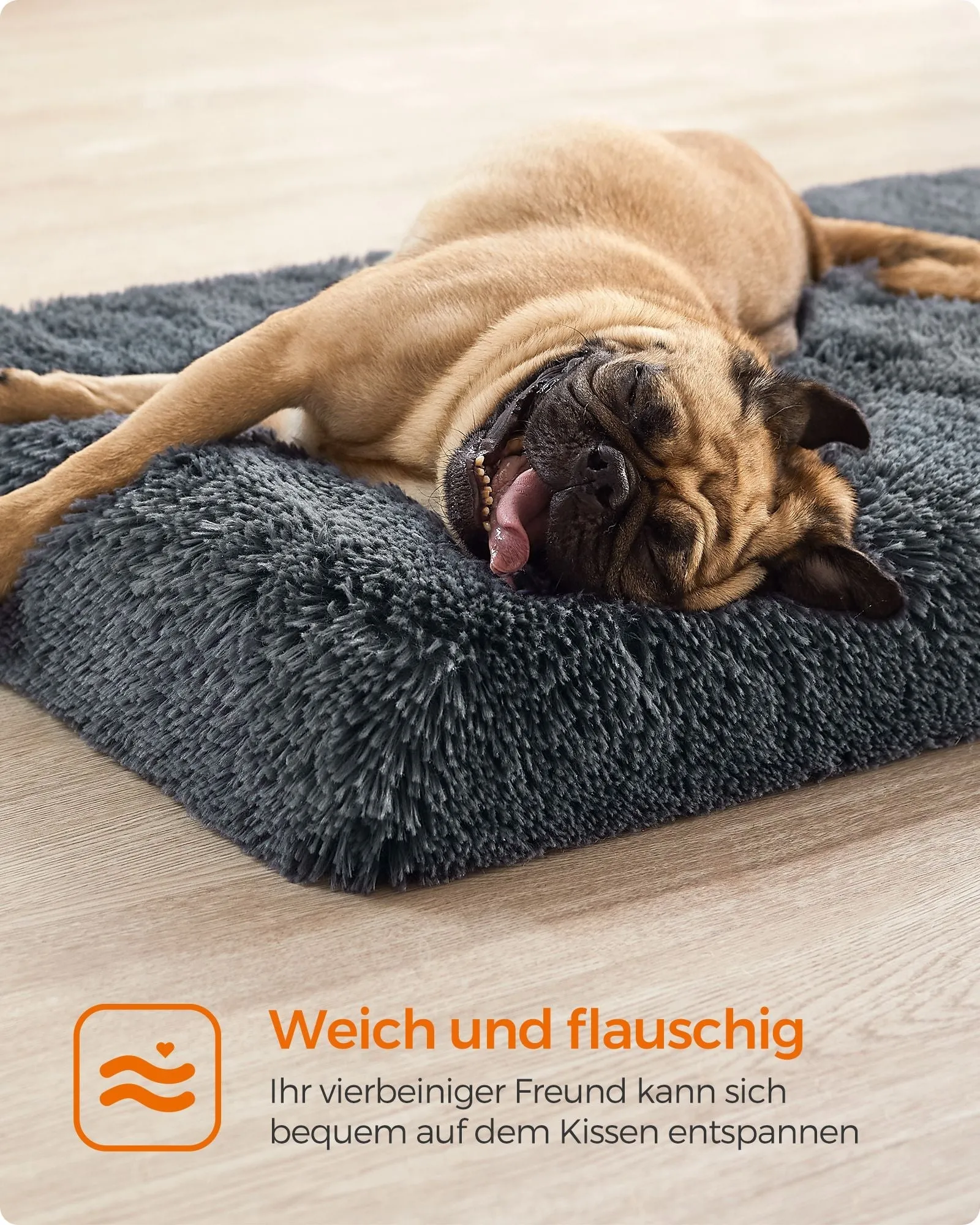 Rootz Plush Dog Bed - Pet Bed - Cozy Bed - Plush Material - Convoluted Foam - Lightweight - 80cm x 50cm x 8cm