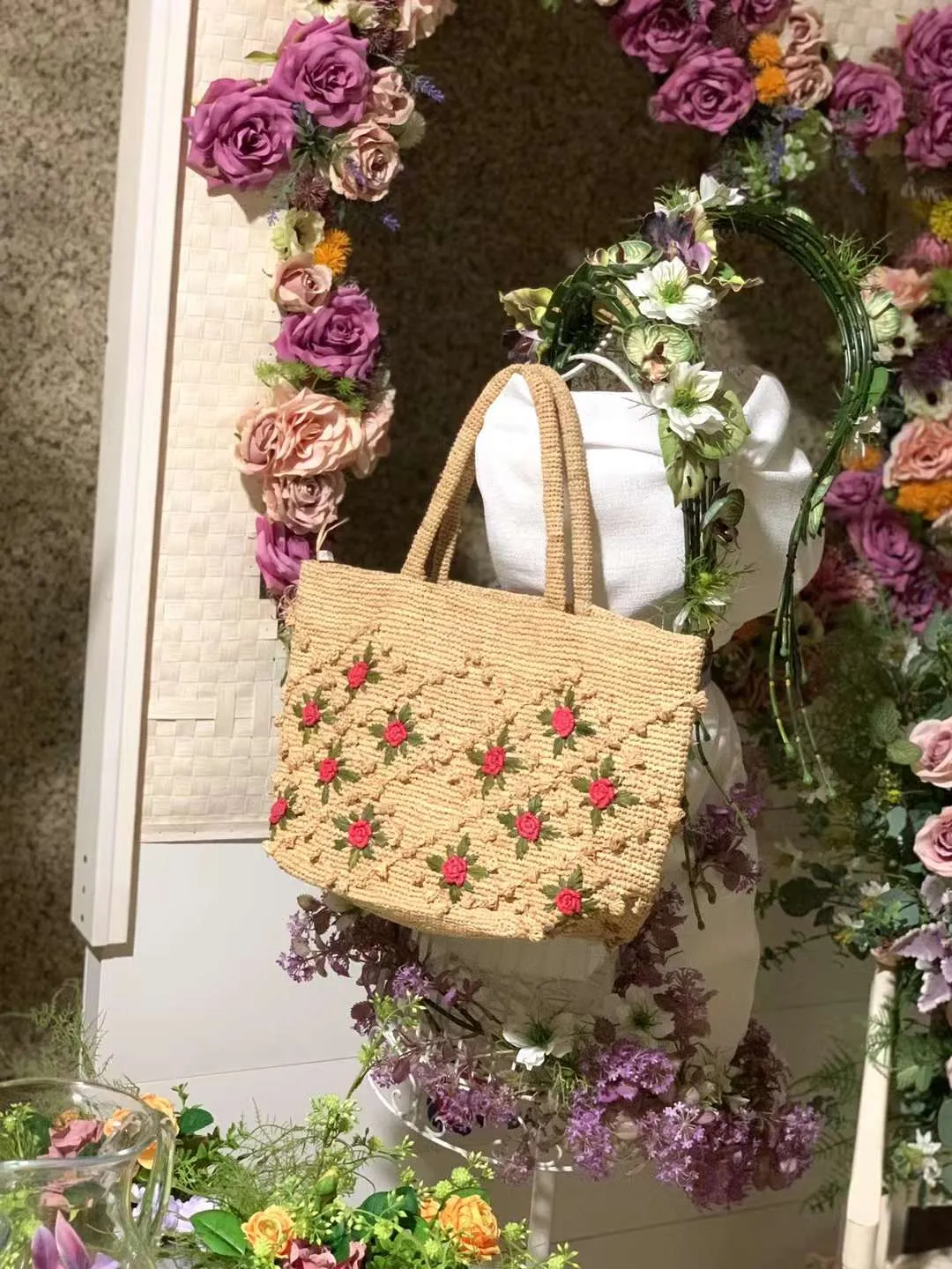 Rosy Floral Tote Bag