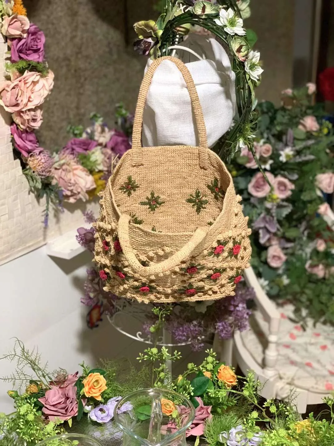 Rosy Floral Tote Bag