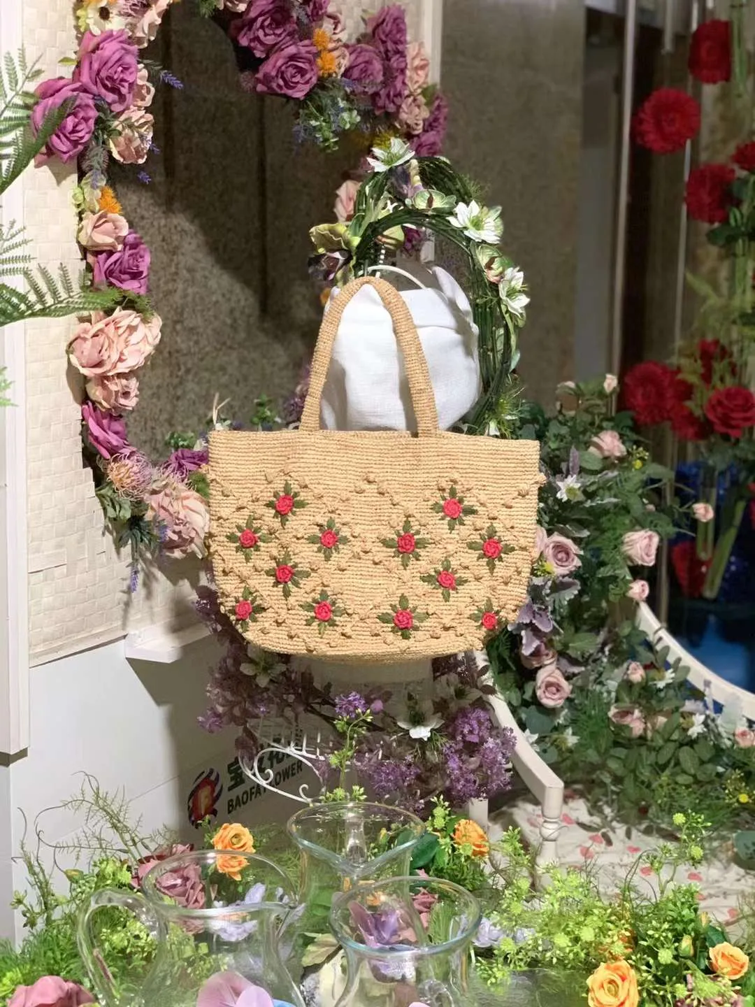 Rosy Floral Tote Bag