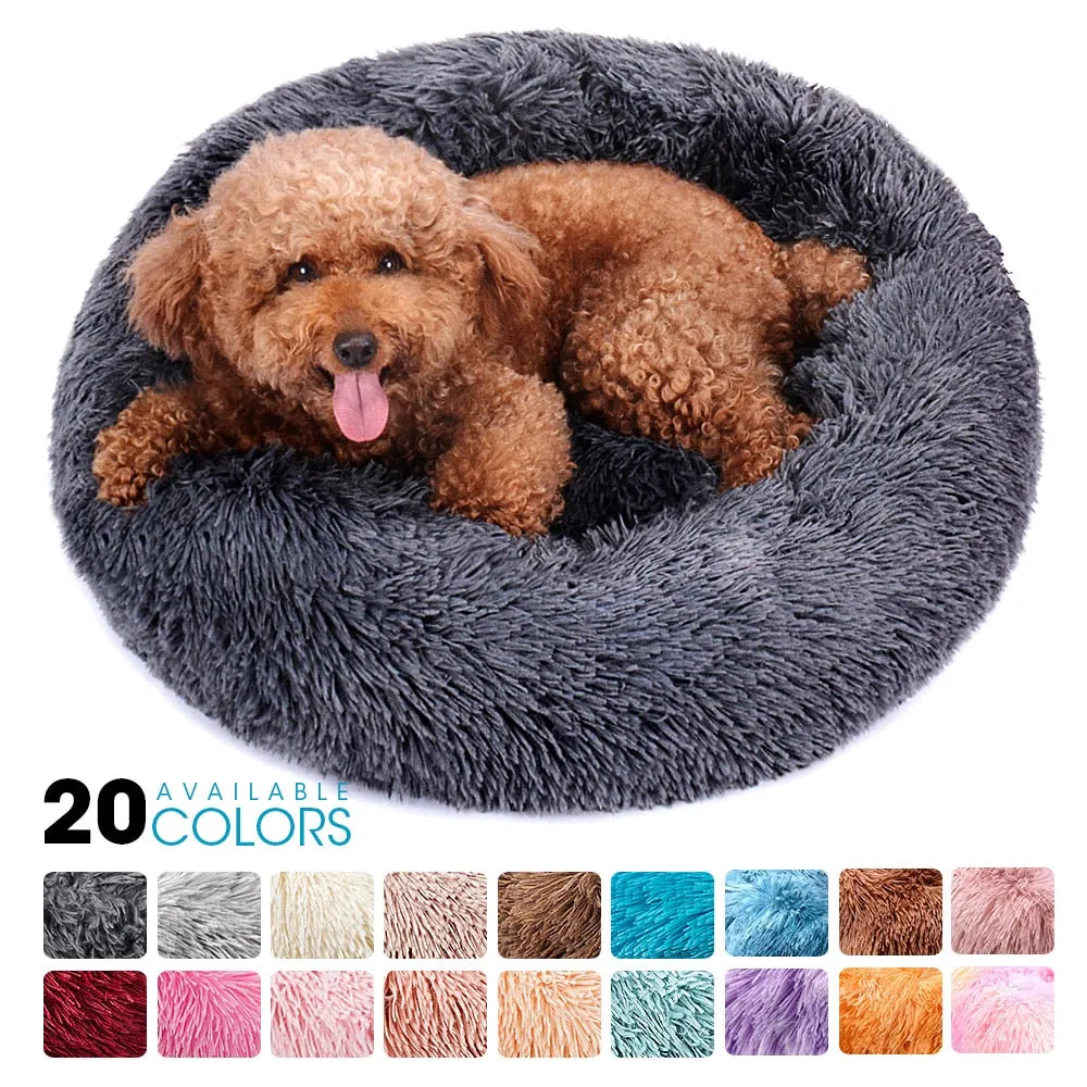 Round Plush Dog Bed House Dog