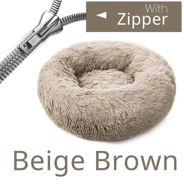 Round Plush Dog Bed House Dog
