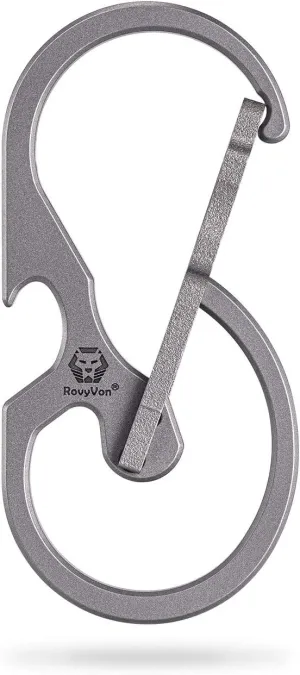 RovyVon U8 Small Keychain Carabiner, Mini Key Pocket Clip, Titanium EDC with Bottle Opener, Multi Tool, Best, Heaty Duty, Emergencies, Man, Office