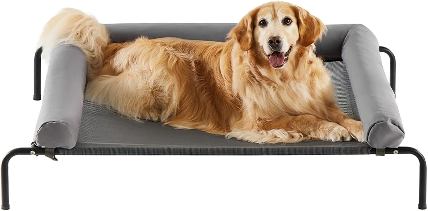 RRPETHOME Large Elevated Cooling Dog Bed, Raised Dog Cot Beds for Large Dogs, Elevated Outdoor Pet Bed, Chew Proof Portable Cooling Pet Cot with Skid-Resistant Feet and Breathable Mesh