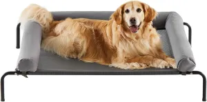 RRPETHOME Large Elevated Cooling Dog Bed, Raised Dog Cot Beds for Large Dogs, Elevated Outdoor Pet Bed, Chew Proof Portable Cooling Pet Cot with Skid-Resistant Feet and Breathable Mesh