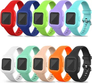 RuenTech Compatible with Garmin Vivofit jr 3 Bands, Replacement Silicone Band Water Resistant Watch Straps for Garmin Vivofit JR 3 Bands (Multicolor10-Pack)