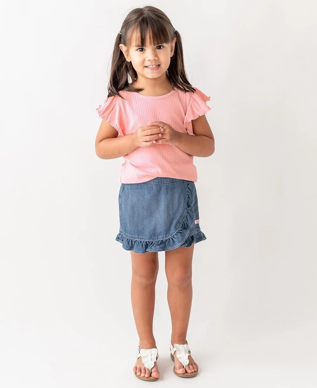 RuffleButts Baby/Toddler Girls Stretch Denim Jean Skirt