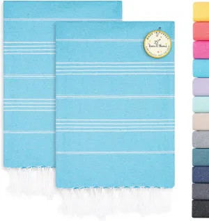 Rumi&Shams Pack of 2 Turkish Beach Towels | Oversized Beach Towel (37x74 Inches) | Quick Dry Turkish Bath Towels | Ultra Soft and Lightweight Beach Towels | Sand Free Beach Towel in 12 Colors