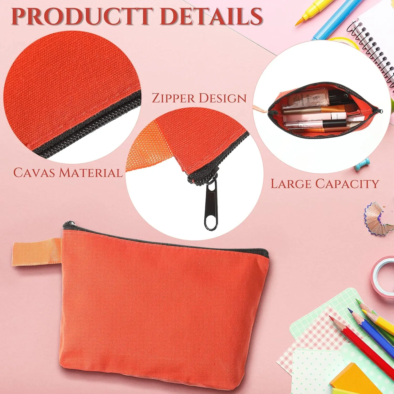 Saintrygo 10 Pieces Canvas Makeup Bags Bulk for Women Travel Cosmetic Organizer Plain Storage Pouch Multi-Purpose Blank Travel Toiletry DIY Craft Bags with Zipper(Pastel,7.5 x 5 x 1.8 Inch)