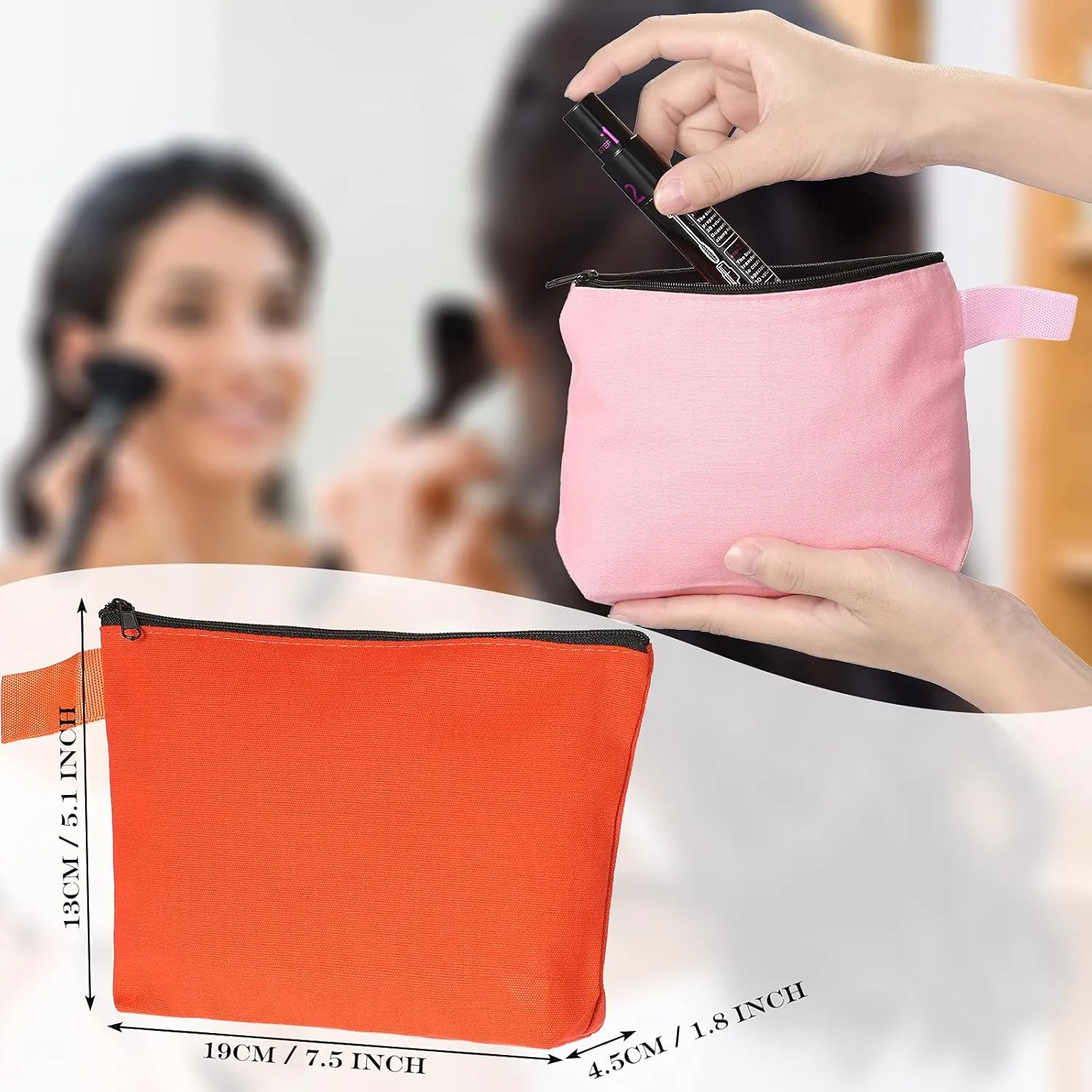 Saintrygo 10 Pieces Canvas Makeup Bags Bulk for Women Travel Cosmetic Organizer Plain Storage Pouch Multi-Purpose Blank Travel Toiletry DIY Craft Bags with Zipper(Pastel,7.5 x 5 x 1.8 Inch)