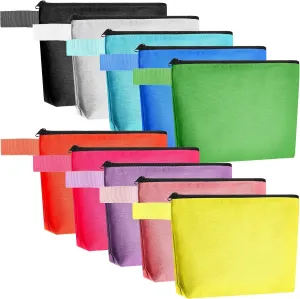 Saintrygo 10 Pieces Canvas Makeup Bags Bulk for Women Travel Cosmetic Organizer Plain Storage Pouch Multi-Purpose Blank Travel Toiletry DIY Craft Bags with Zipper(Pastel,7.5 x 5 x 1.8 Inch)