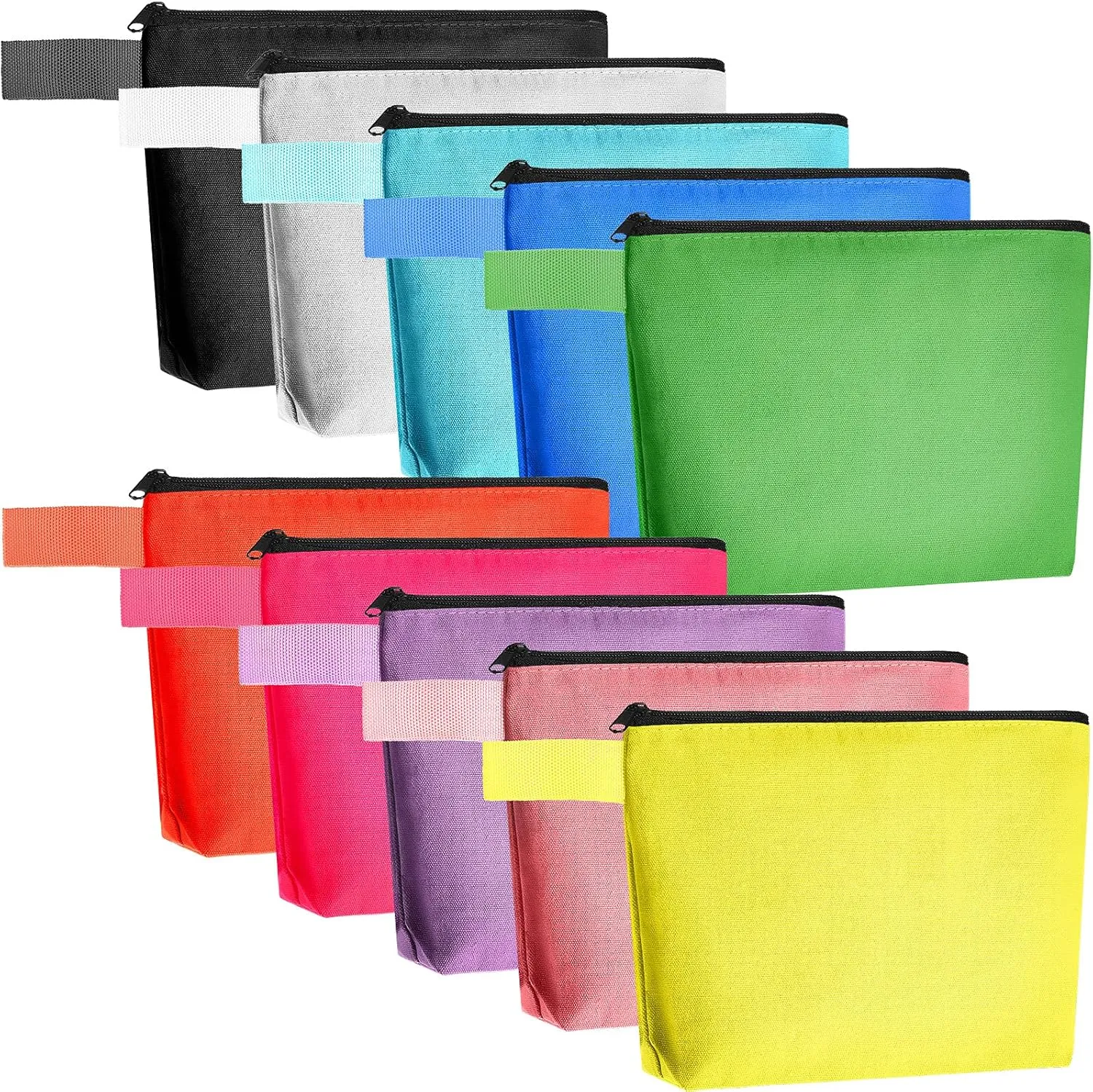 Saintrygo 10 Pieces Canvas Makeup Bags Bulk for Women Travel Cosmetic Organizer Plain Storage Pouch Multi-Purpose Blank Travel Toiletry DIY Craft Bags with Zipper(Pastel,7.5 x 5 x 1.8 Inch)